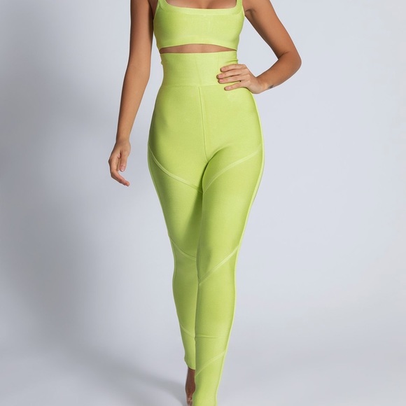 LIME GREEN MESHKI PANT AND TOP SET - Picture 1 of 4